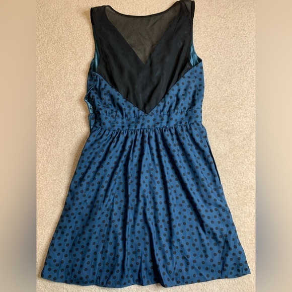 BCBGeneration Dress Polka Dot MIDI Black Blue Sheer Women Size 2 or XS - Picture 2 of 7